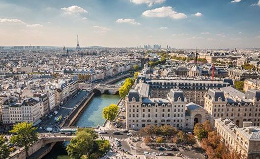 france aerial view paris sunny day city