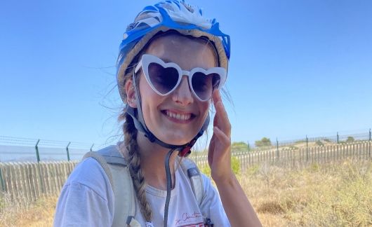 High school student on bike in Palma de Mallorca