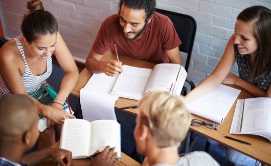 Interns studying