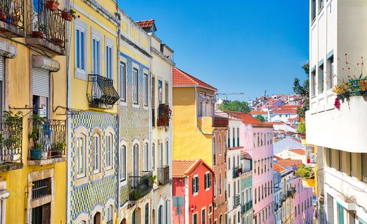 colorful houses in lisbon portugal abroad