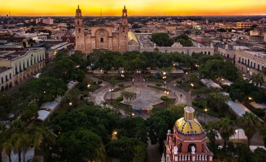 sunset in merida mexico skyline
