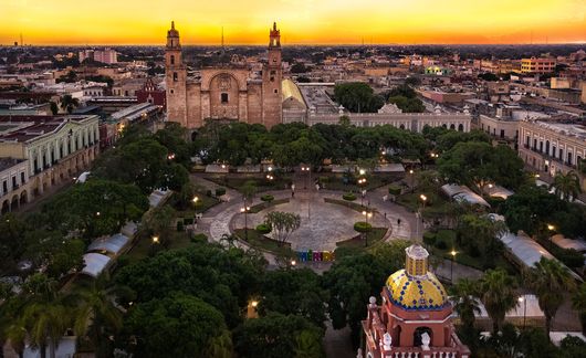 sunset in merida mexico skyline