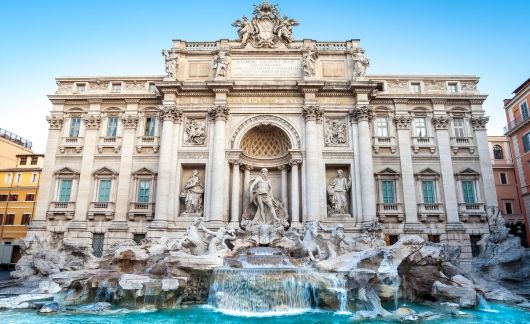 trevi fountain rome clear day sunny