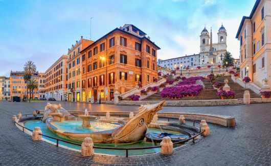 downtown rome spanish steps fountain