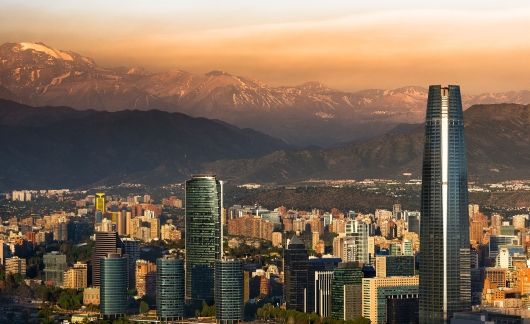 Santiago, Chile cityscape hazy sunset