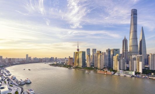 Shanghai skyline by the river