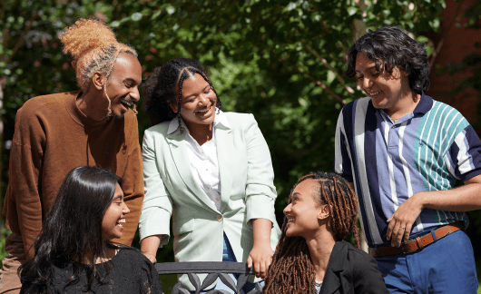 students smiling together abroad ireland