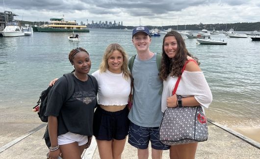 students by ocean sydney australia spring