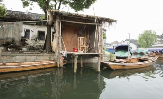 Boat on the water in Shanghai, China
