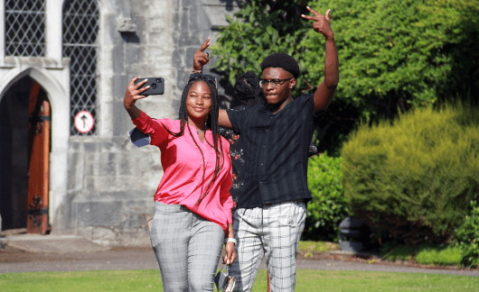 students take selfie together in ireland