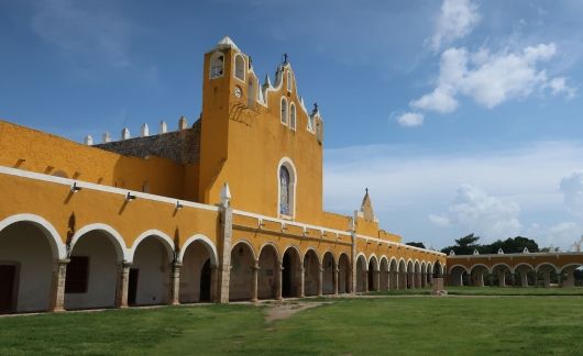 yellow building in yucatan mexico