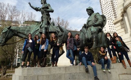 alcala students statues downtown spain