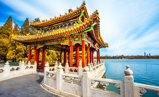 beijing temple lake sunny clear sky day