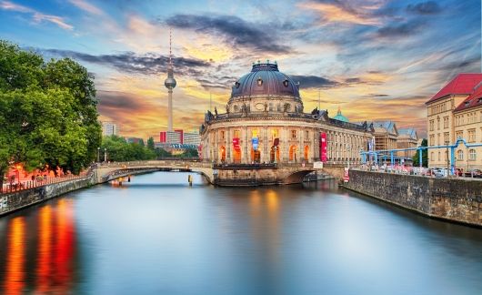 berlin buildings nighttime sunset