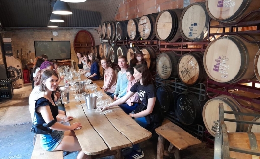 students germany restaurant wine barrels