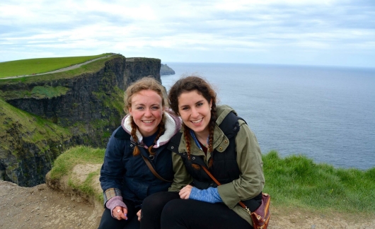 dublin two female students smiling cliffs