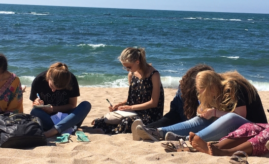 High school students on the beach in Mohammedia