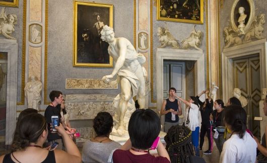 High school students at a museum in Rome, Italy