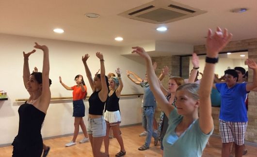 High school students dancing in class in Madrid