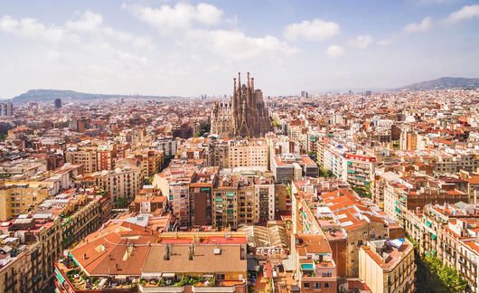 la sagrada familia barcelona aerial view
