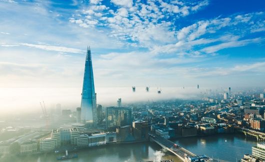 London Shard skyline in light fog