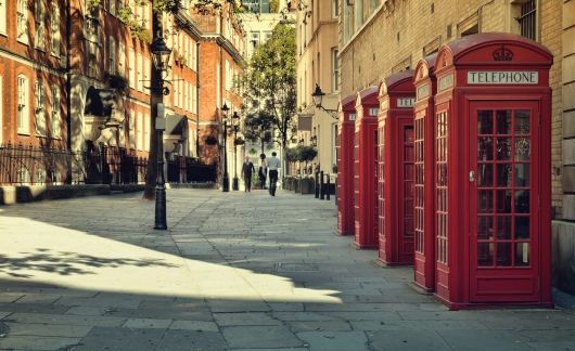 London phone booths on street