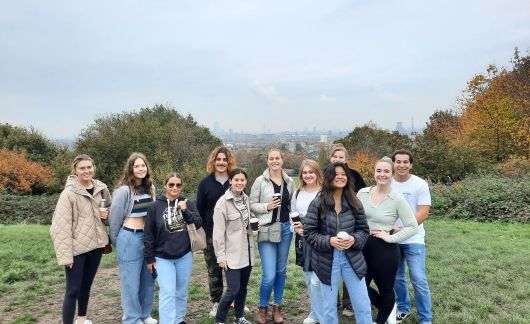 London students on a hill