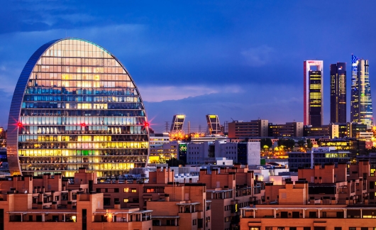 Madrid financial district skyline