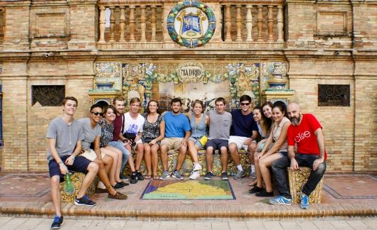 Students on Madrid bench