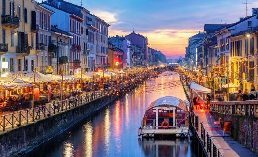 Milan canal at night