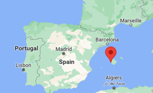 red pin palma map spain