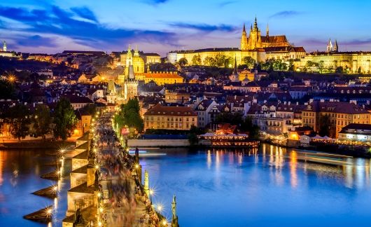 Prague Charles Bridge at night