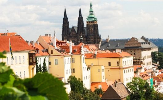 Prague church on hillside