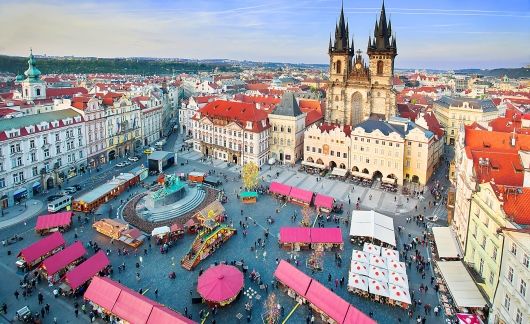 Prague pink tents in Old Town Square