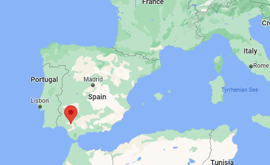 red pin seville spain map