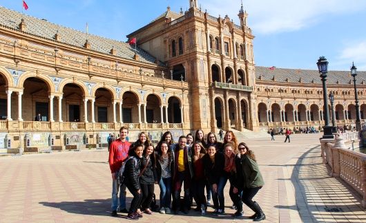 Seville student group at Plaza de Espana