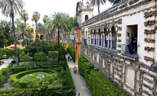 Seville student overlooking a garden