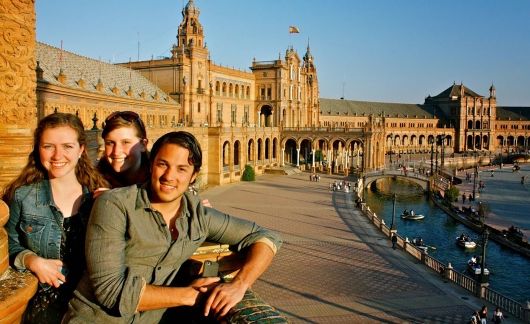 Seville students at Plaza de Espana