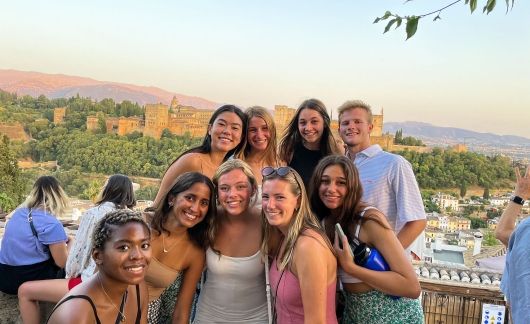 Seville student group at sunset