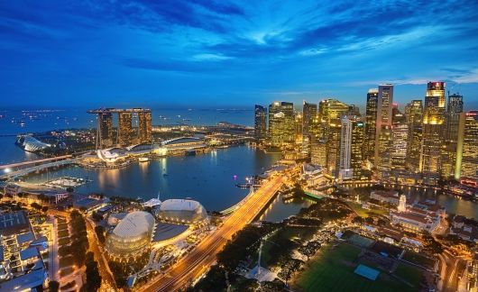 night view aerial singapore