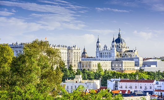 sunny day madrid spain buildings