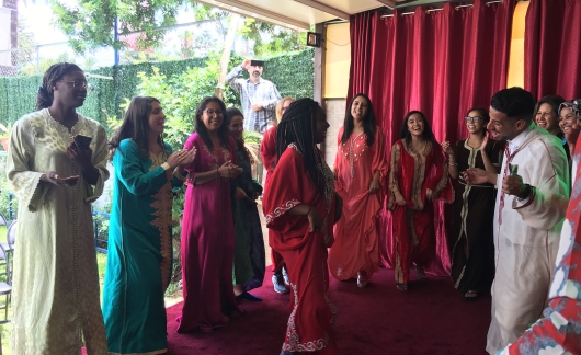 High school students in traditional outfits in Mohammedia