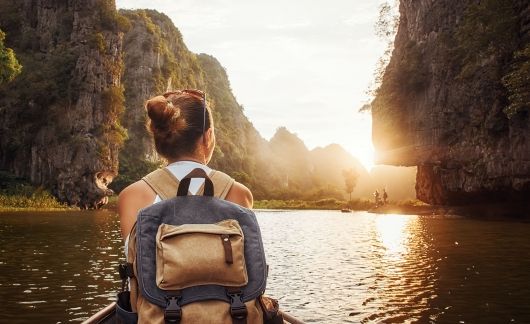 Woman on boat in Vietnam