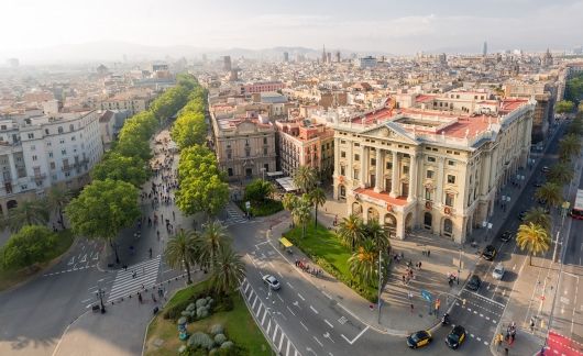 aerial view barcelona city