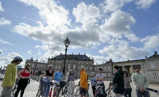 copenhagen group biking in the fall