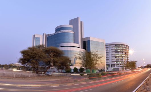 gaborone government building at dusk