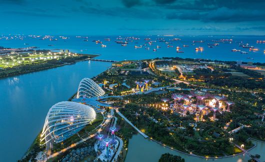 singapore harbor at night