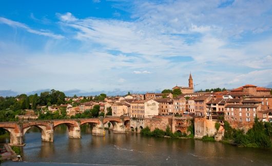 toulouse river and bridge sunny