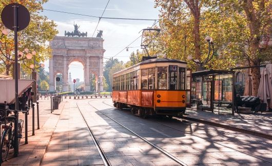 milan trolley in old town