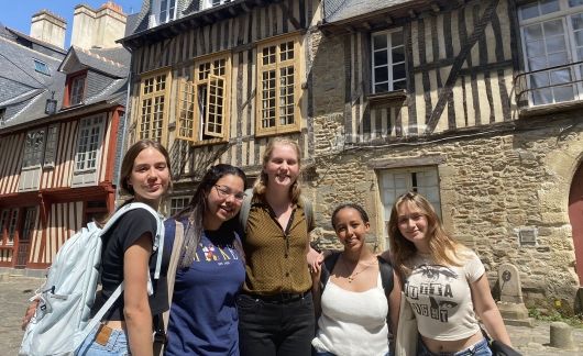 Students exploring downtown Rennes